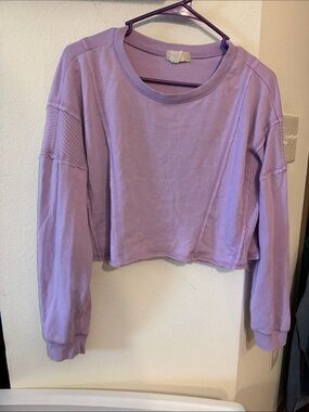 Altar'd State Lavender Cropped Long-Sleeve Top